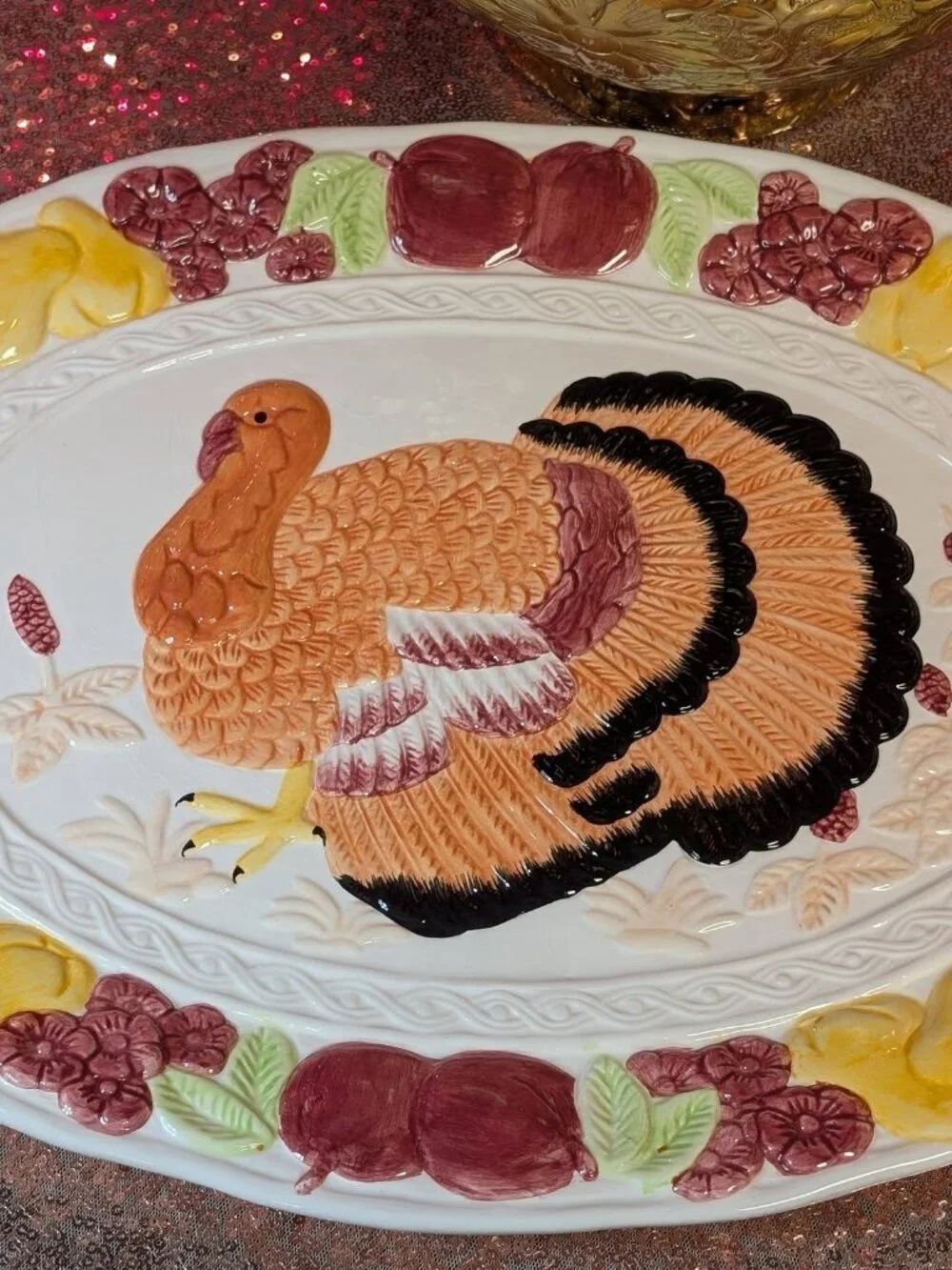 Large Hand Painted Turkey Platter